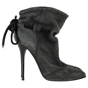 Giuseppe Zanotti Snakeskin Ankle Boots in Grey Suede W/ Stiletto Heel Size 37